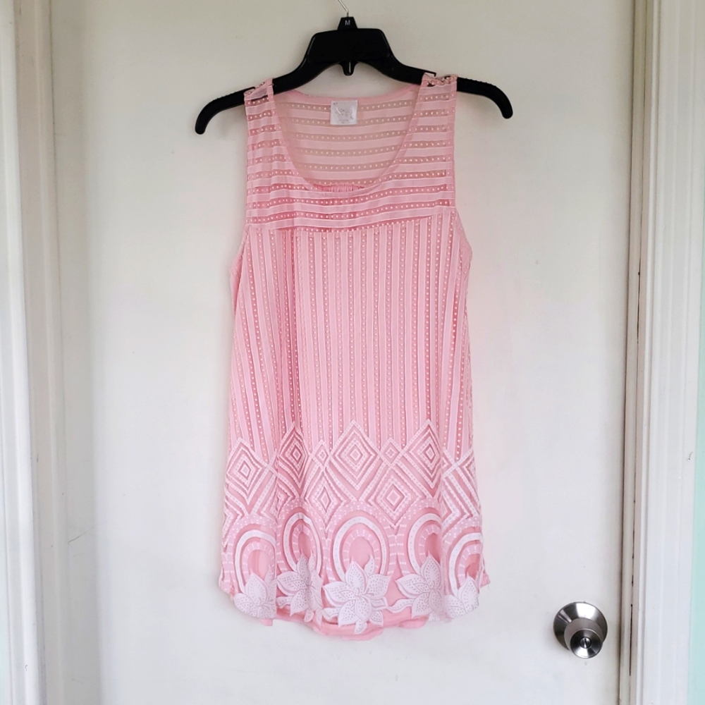 Maternity Siren Lily  Pink  Cotton Sleeveless  Top Sz.L